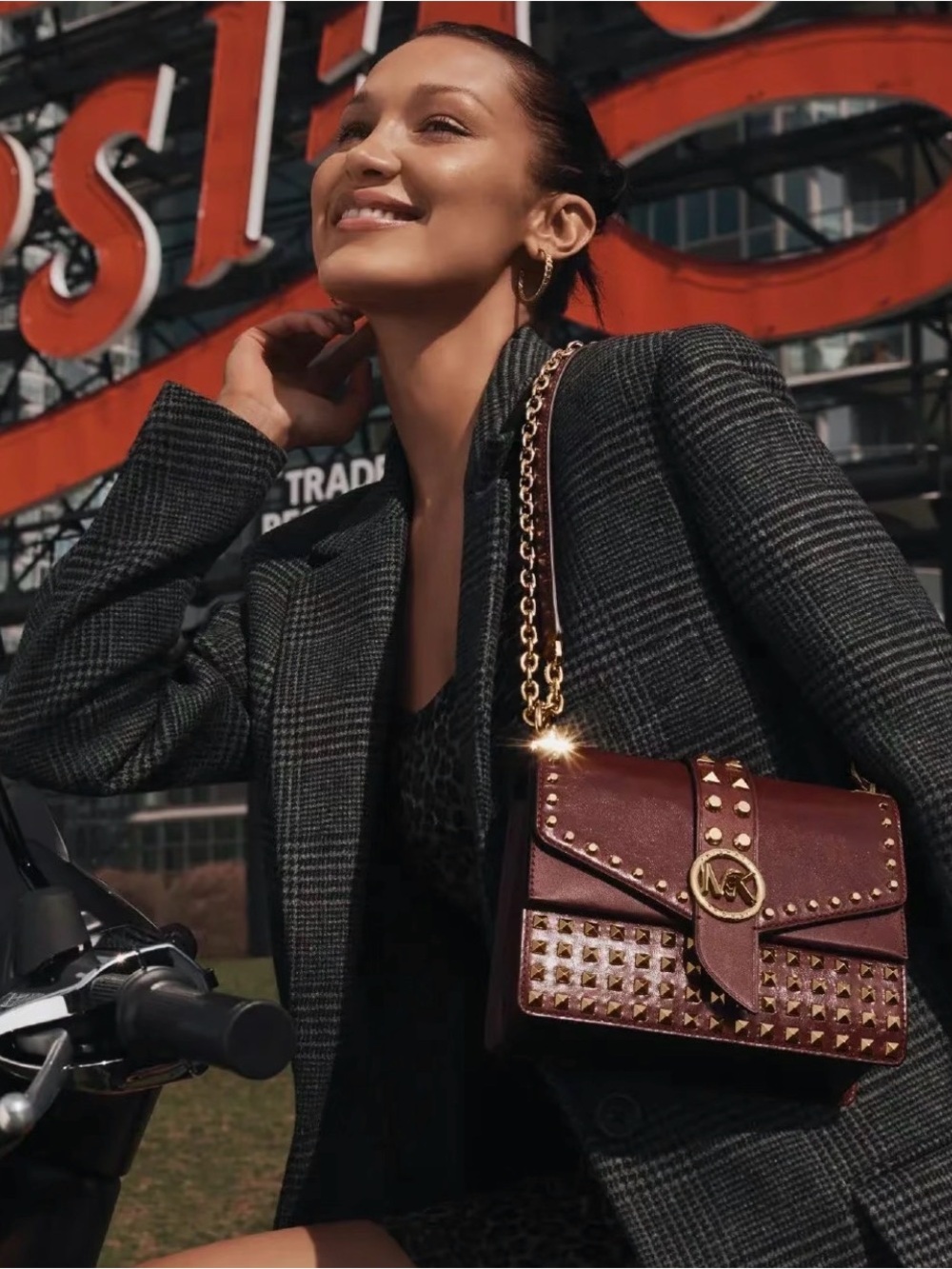MICHAEL MICHAEL KORS Greenwich Studded Patent Leather Convertible Crossbody Bag